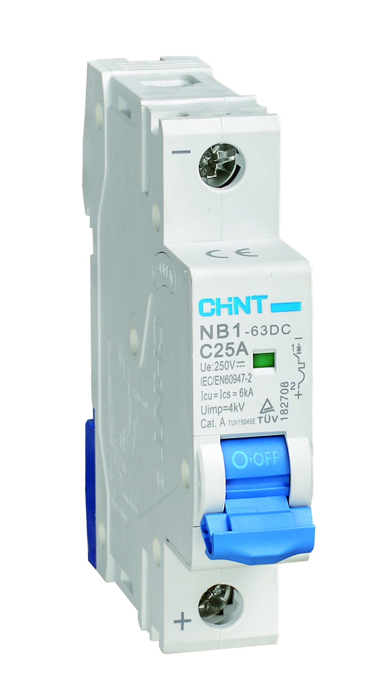 Interruptores termomagnéticos NB1 de 1,2 y 3 pols R din